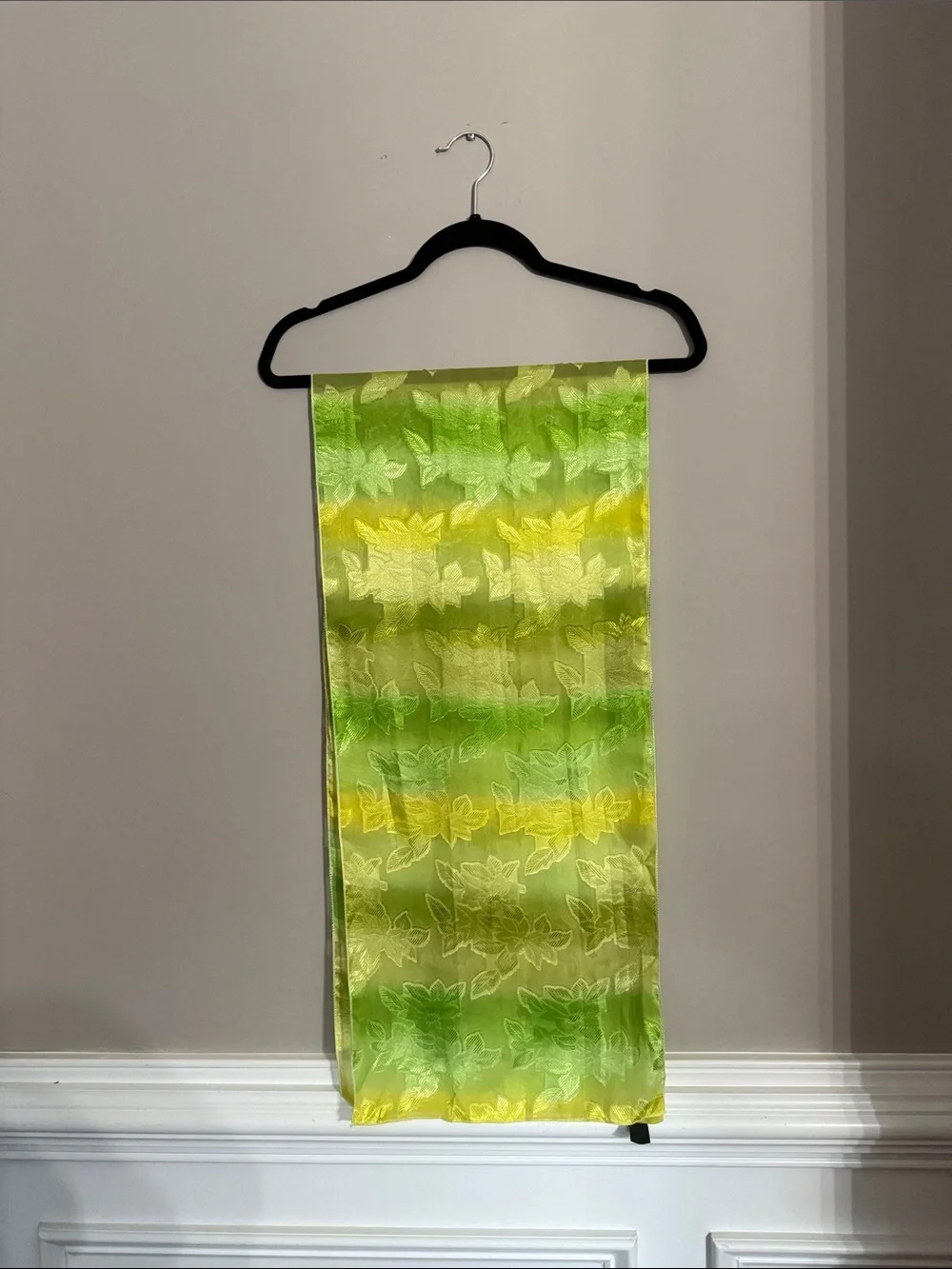 Green & Yellow Floral Sheer Scarf by